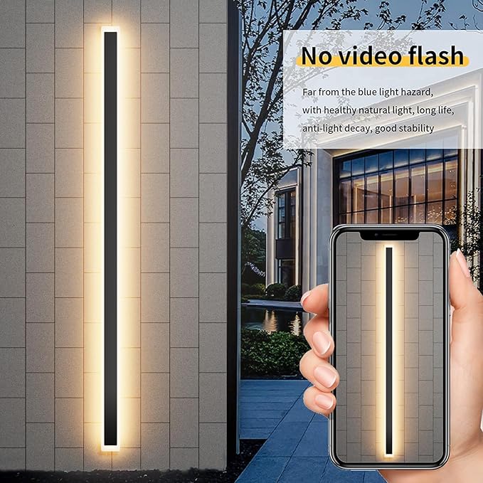 Aipsun 2 Packs Porch Wall Lights 71 inch Long Strip Modern Outdoor Wall Light Fixture, 50W Black Wall Mount Lighting Sconce Exterior Lights Wall Sconce 3000K for House Living Room Corridor