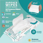 3 Pack Surface Cleaning Wipes Bleach Free, All-Purpose Cleaner for Bathroom, Kitchen, Office, 72 Count Soft Flow, Fresh Scent, Lint Free & Durable