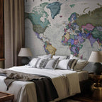 artgeist Premium Wall Mural World Map 118x83 in - XXL Non-Woven Wallpaper Fleece Wall Decor Photo Print Picture Image Design Home Map of The World k-A-0380-a-a