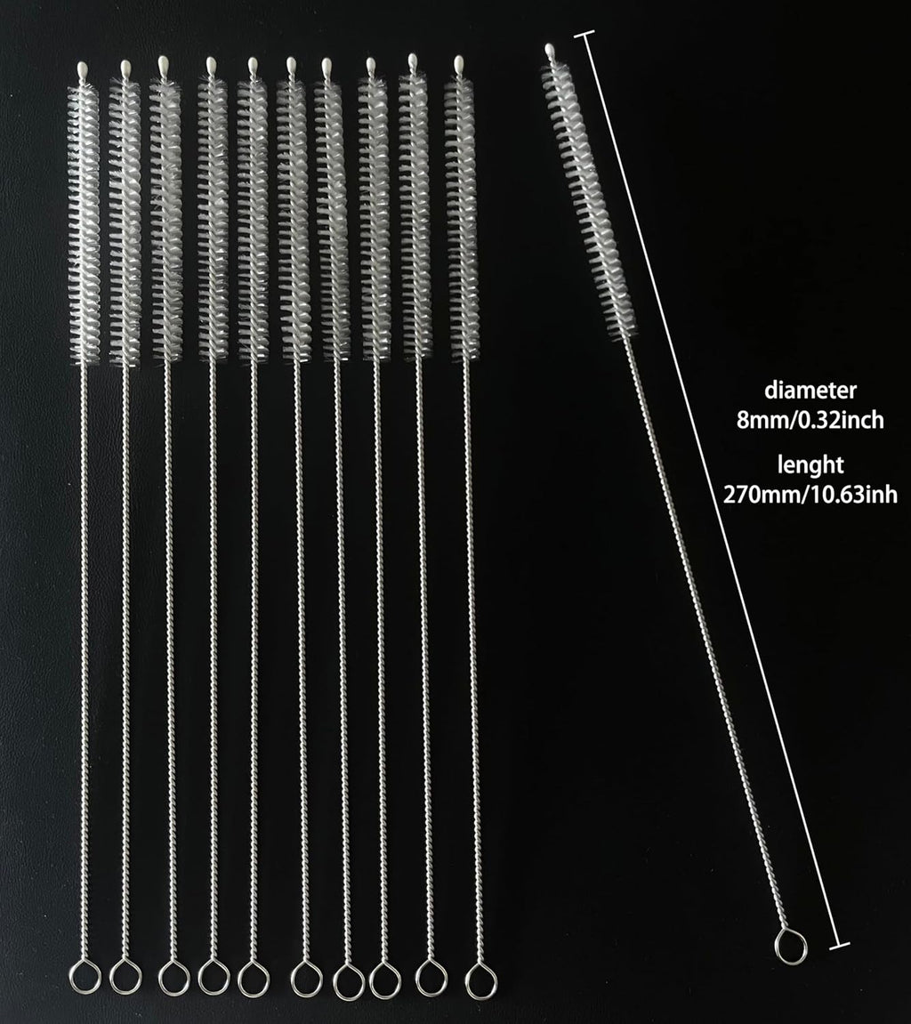 20PCS Straw Cleaner Brush kit,Straw Brush of 8mm-10.6 inch for Water Bottle Sippy Cup with Straw,Glass Straw,Piper Cleaning,Tubes Cleaning Like Filter and Sink Drain Hair Remove (Rubber top)