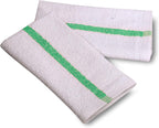 GOLD TEXTILES New Cotton Blend White Restaurant Bar Mops Kitchen Towels (36, Green Stripe)