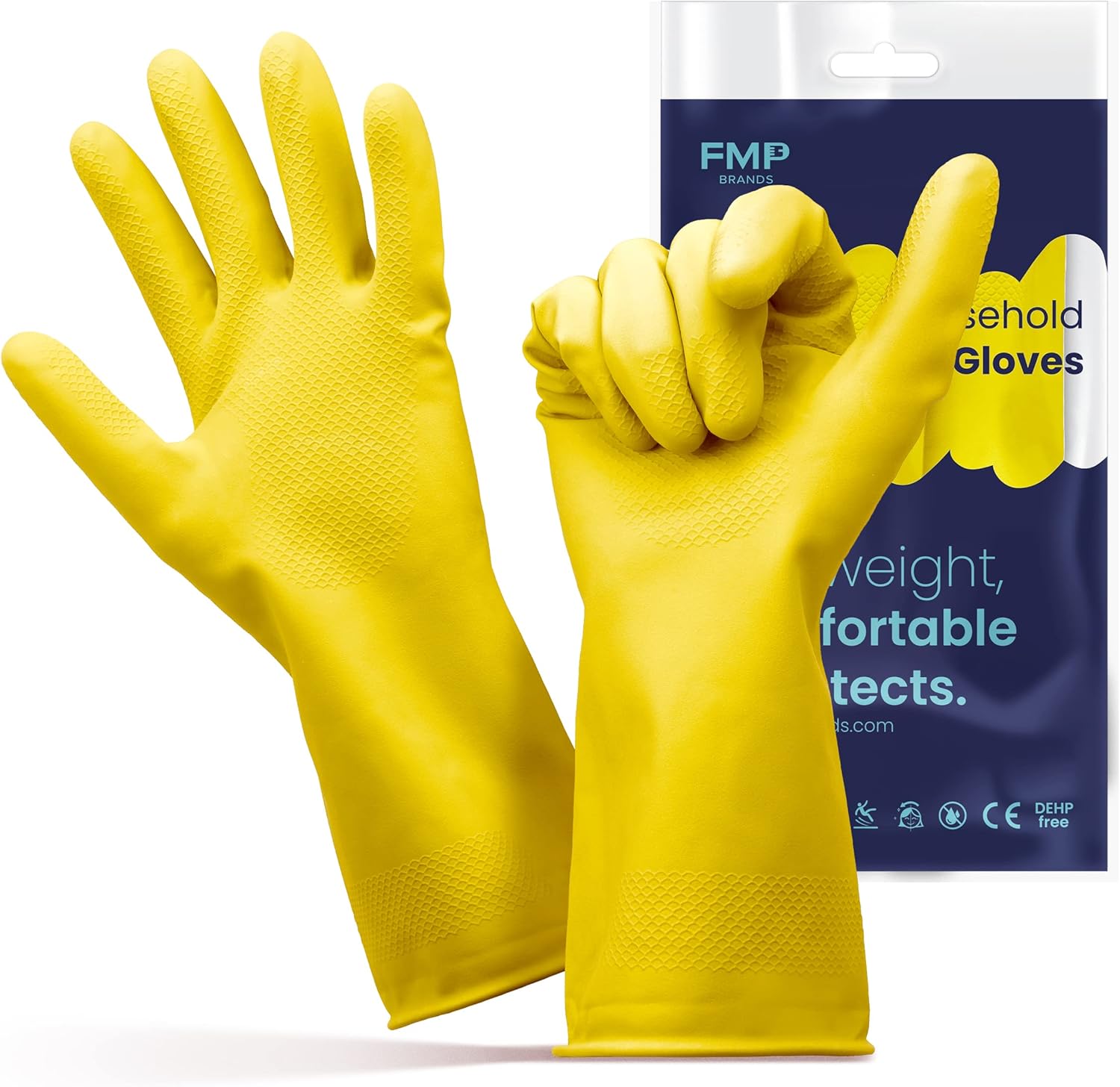 FMP Brands 3/6/12/60 Pairs Cleaning Gloves, Waterproof Rubber Gloves for Washing Dishes, Non-Slip Latex Dishwashing Gloves