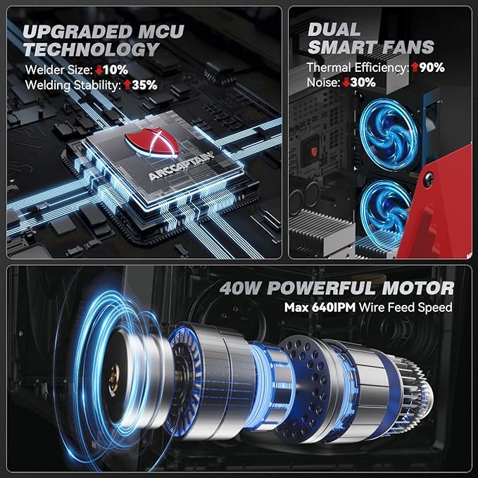 ARCCAPTAIN iControl MIG205 Pro MIG Welder 205A 120V 240V Gas MIG/Gasless Flux MIG/MMA Stick/Lift TIG/Spot Welding/Spool Gun Aluminum Welding Machine, 6 in 1 Professional Welder Machine, APP Control