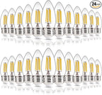 ALAMPEVER E26 LED Bulb 60 Watt, B11 Chandelier Light Bulbs, 2700K Soft White Candelabra LED Bulbs, 24 Pack Candle Light Bulbs