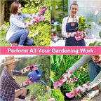 DLY Gardening Gloves for Women, Rose Gloves Gardening Thorn Proof, Long Garden Gloves for Women, Breathable & Durable Leather Gauntlet(Medium, Rose Red)