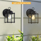 GRUENLICH Outdoor Wall Sconce, Exterior Wall Lighting Fixtures with Clear Glass, Front Porch Lighting, Outdoor Lights for Patio, Doorway, Matte Black, 4 Pack