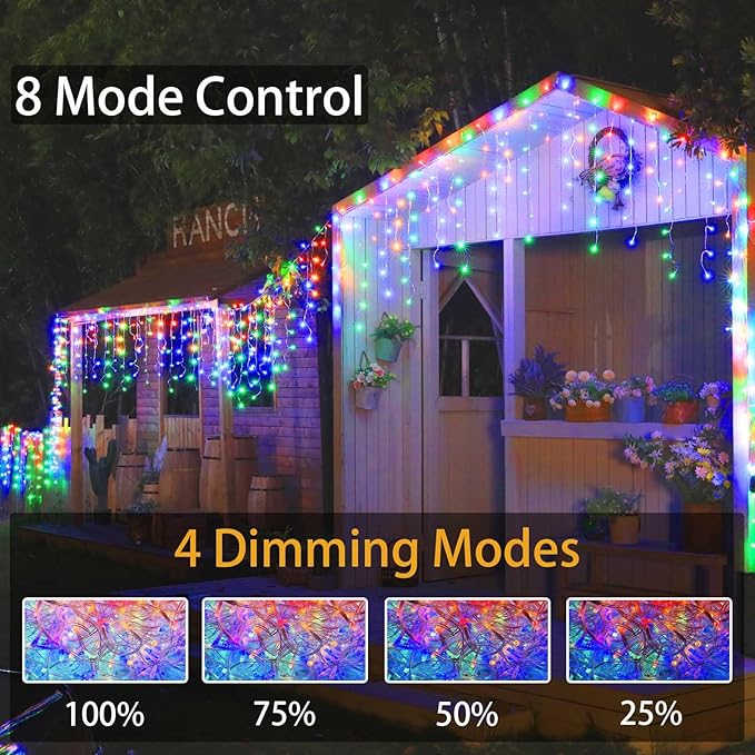 Christmas String Lights Outdoor - 131Ft/40M 1680 LED 8 Modes with Remote Control and App Waterproof Christmas Lights for Patio Yard Garden Wedding Party-Multicolor