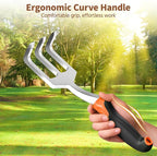 LASZOLA 3 Piece Garden Tool Set Include Hand Trowel Rake and Transplant Shovel for Women, Indoor Heavy Duty Small Spade Kit with Ergonomic Handle to Weed and Loosen, for Mom and Plant Beginner, Orange