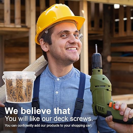 Wood Screws #10 x 4’’, T25 Star Torx Drive Flat Head Deck Screws, Tan, 52Pcs (1lb)