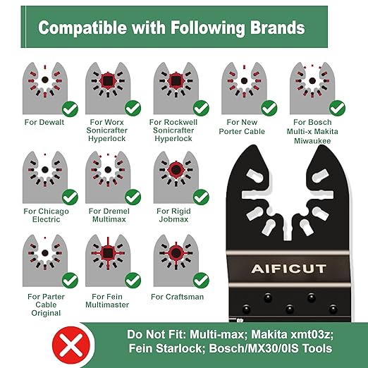 15PCS Titanium Oscillating Saw Blades,Universal Multitool Blades for Metal Nails Hard Material and Wood Plastic,Multi Tool Blades Kits Fit Dewalt Bosch Milwaukee Ryobi
