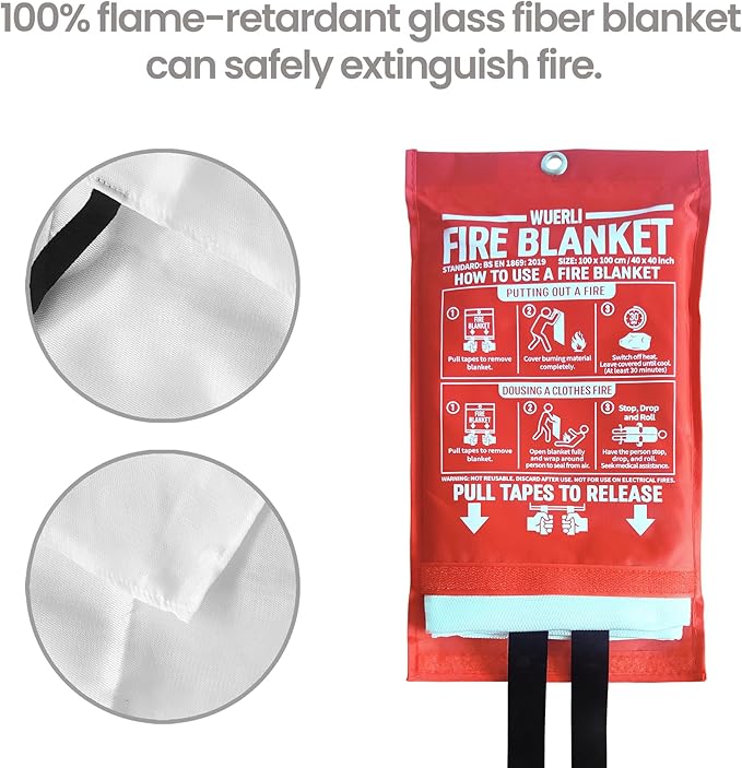 Fire Blanket for Home and Kitchen,40" x 40",4 Pack,Emergency Fire Blanket