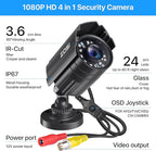 ZOSI 2.0MP 1080P HD 1920TVL Security Camera Hybrid 4-in-1 TVI/CVI/AHD/960H CVBS CCTV Camera Outdoor Indoor,80ft IR Night Vision,Weatherproof Bullet Camera For analog Surveillance DVR(Black)