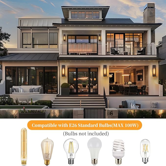 Brown Large Exterior Lighting Fixtures 2Pack, 16'' Waterproof Front Porch Lights Outdoor Wall Sconces, Outdoor Garage Lighting Fixtures Wall Mount for House Coach Carriage Lights Exterior