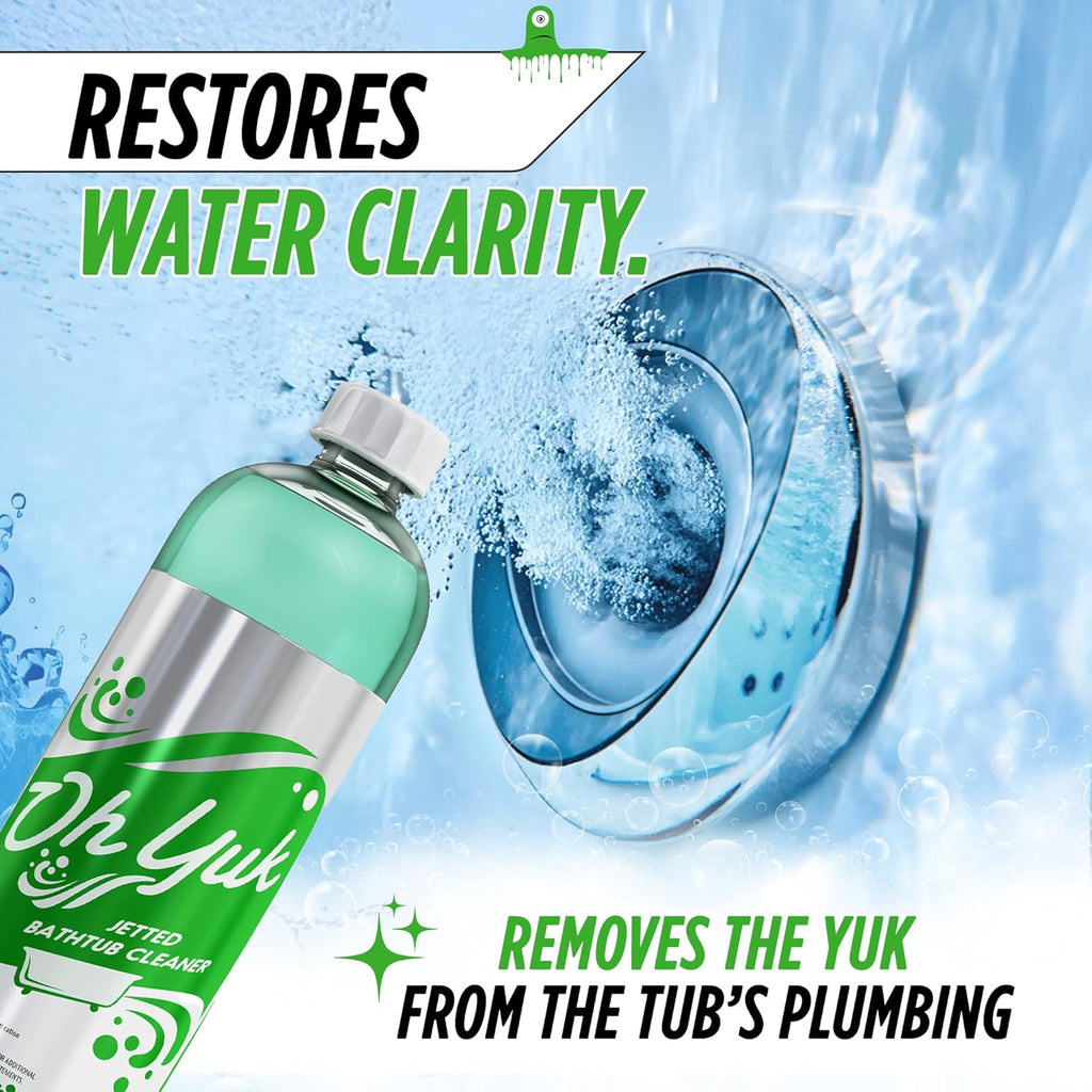 Oh Yuk Jetted Bathtub Cleaner for Jet Tubs, Whirlpools, The Most Effective Jetted Tub Cleaner, Septic Safe | Two 16 Ounce Bottles!