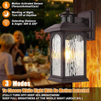 2 Packs Motion Sensor Outdoor Lights - Brown Dusk to Dawn Outdoor Lighting, Oil Rubbed Bronze Exterior Light Fixtures, Waterproof Porch Lights Wall Sconce for House, Garage, Entryway Anti-Rust