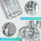 4-Light Crystal Vanity Light, Modern Chrome Bathroom Wall Sconce with K9 Crystal Shades, 32.67" Long Over Mirror Lighting for Vanity, Makeup, Hallway, Elegant & Easy Install