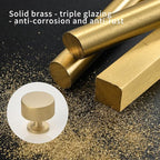 Urnew- 5 Pack Solid Brass Kitchen Cabinet Knobs 1.1 Inch Brushed Gold Dresser Drawer Knobs Knurled Door Pulls for Vanity Table Cupboard Closet Kitchen Hardware