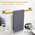 TURS 5-Pieces Bathroom Hardware Accessories Set Stainless Steel Brushed Gold Towel Bar Holder Sets, Wall Mounted,Q7LSJ-P5