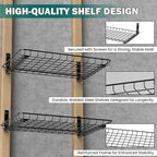 EVERHANGER Garage Wall Shelves 12x18 Inch, Wall Mounted Storage Shelf, Metal Shelf Rack, Heavy-Duty Shelf Organizer 2 Pack, Black