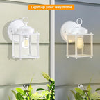 GRUENLICH Outdoor Wall Sconce, Exterior Wall Lighting Fixtures with Clear Glass, Front Porch Lighting, Outdoor Lights for Patio, Doorway, White, 4 Pack
