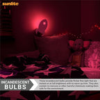 Sunlite 01275 7C7 Incandescent Bulb, 7 Watt, Candelabra E12 Base, C7 Small Night Light, Colored Bulb, Red, 25 Count