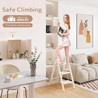 GameGem 3 Step Ladder Folding Step Stool with Wide Anti-Slip Pedal, 330LBS Capacity, Lightweight Portable Stepladder for Home and Kitchen Use, Cream Chocolate