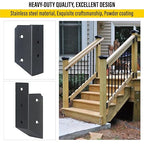 201 Stainless Steel 2" x 4" (1 ½" x 3 ½" Actual) Deck Railing 27.5° Stair Connectors, for Deck Railing Stair Handrail Connection Installation Deck Railing Bracket (4 Pair-Black)