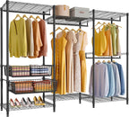 VIPEK V10 Medium Wire Garment Rack Heavy Duty Clothes Rack, Freestanding Closet Wardrobe Metal Clothing Rack with 2 Slid Baskets, 56.7" L x 15.7" W x 76.4" H, Max Load 720lbs, Black