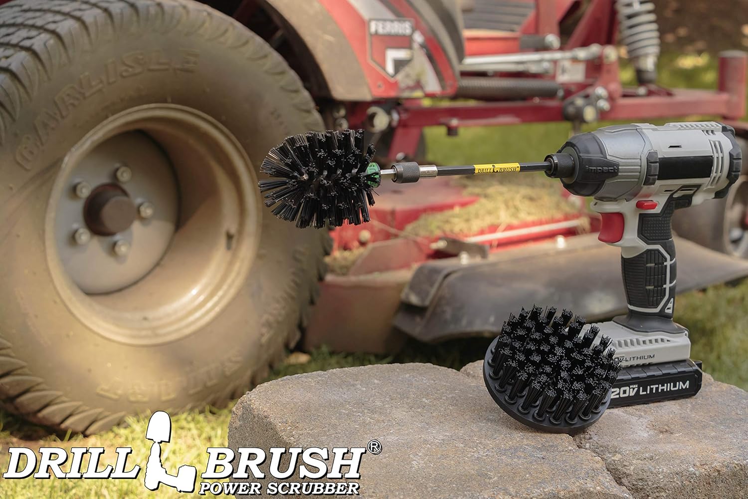 Household Supplies: Grill Brush Drill Set Power Scrubber Kit - Cordless Electric Spin Scrubber for BBQ Cleaning, Fireplace Grates & More - Rust Remover - No-Wire Design Included in Cleaning Tools Set