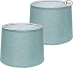 Lamp Shades Set of 2 - Drum Lampshades 11.4" x 12.9" x 9.8" Inches, Fabric Medium Replacement Lampshades for Table Lamp, Floor Lamp, Assembly Required, Spider,Linen