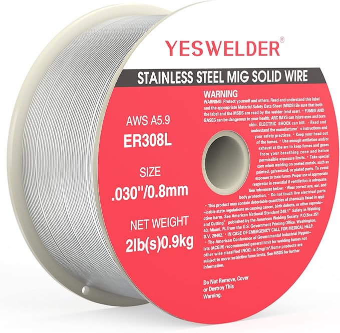 YESWELDER Stainless Steel MIG Solid Wire ER308L .030-Diameter, 2-Pound Strong ABS Plastic Spool Welding Wire