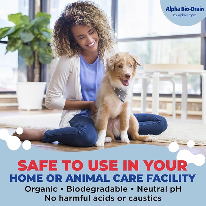 ALPHA BIO-DRAIN - Enzyme-Based Maintenance to Help Prevent Clogs and Reduce Odors from Pet Waste, Grease, Hair in Drains and Septic Systems - ½ Gallon by Alpha Tech Pet