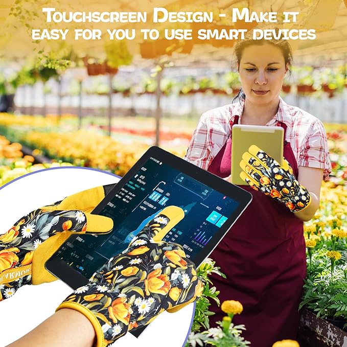 Leather-Gardening-Gloves for Women,Thorn-Proof Work-Gloves for Weeding,Digging,Planting,Pruning Yard garden Gloves