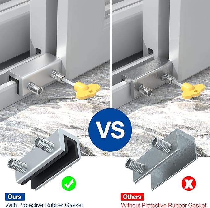 RELIANCER 8 Sets Sliding Window Locks,Aluminum Security Door Window Stoppers,Adjustable Safty Windows Lock for Horizontal & Vertical Fenster Doors,Child Proof Slider Windows Blocker for Home Safety