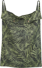 Linen Hanging Laundry Bag, 100% Linen Leaf Print Over The Door Laundry Hamper with Buttons and Zipper, Space Saving Door Hampers for Laundry Dirty Clothes Home Travel, Green, 19.7x27.5inches