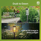 Philips 2 Packs Solar Pathway Lights Outdoor, Glass Metal Led Garden Landscape Lightings, 3000K Warm White, Waterproof for Decor Yard, Walkway, Patio, Driveway, Lawn