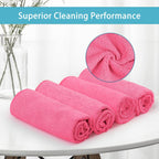 HOMEXCEL Pink Microfiber Cleaning Cloth, 8 Pack Cleaning Towels for Kitchen, Lint Free, Scratch-Free, Highly Absorbent, and Reusable Cleaning Rags for House, Window and Glass, Cars, 11.5 X11.5 inch