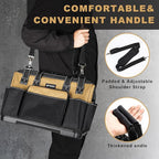 20 IN Large Tool Bag For Men Heavy Duty, Drill Bag Tool Bag Organizer, Wide Mouth Waterproof Hard Bottom Multiple Pockets Tool Tote, Tool Caddy, Maintenance