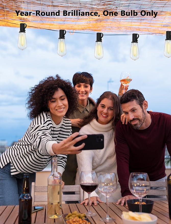 25 Pack ST40 Vintage LED Edison Bulbs Dimmable, Shatterproof 0.6W Energy Efficient E17 LED Replacement Bulbs for Outdoor String Lights, E17/C9 Intermediate Base Bulb Waterproof, Warm White 2700K