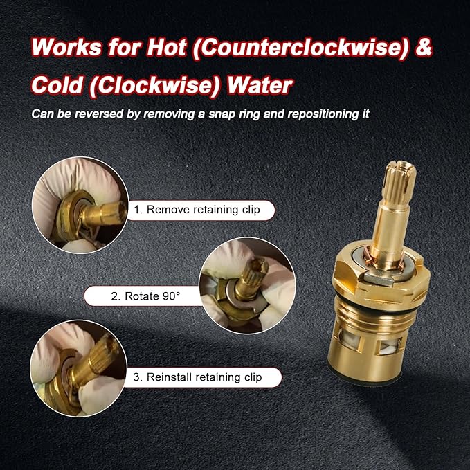 2 Pack Brass Faucet Cartridges Compatible with American Standard Bathroom Bathtub Faucet 4z-24h Hot and Cold Replacement Cartridges Replace#: 994053-0070a 994053-0070a/H