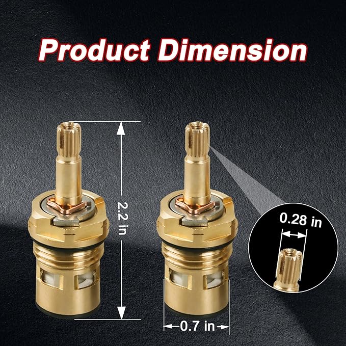 2 Pack Brass Faucet Cartridges Compatible with American Standard Bathroom Bathtub Faucet 4z-24h Hot and Cold Replacement Cartridges Replace#: 994053-0070a 994053-0070a/H