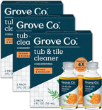 Grove Co. Tub and Tile Cleaner, Refill Concentrate (6 x 1 Fl Oz) Plant-Based Household Cleaning Supplies, No Plastic Waste, 100% Natural Orange & Rosemary Fragrance, 3 x 2 Pack Refills