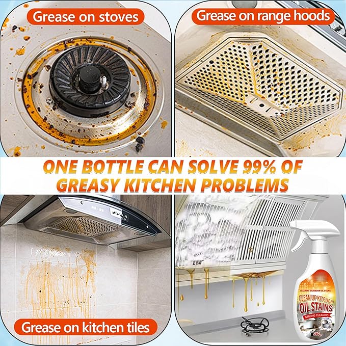 Heavy Duty Degreaserr, 2025 New Kitchen Cleaner, Multipurpose Oil Stain Remover, Strong Grill Cleaner for Restaurant, Multipurpose Cleaner Spray for Countertops, Ovens