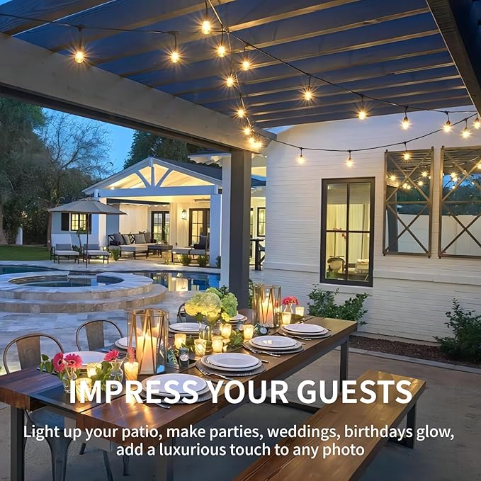 S14 LED String Light Bulbs, Shatterproof Outdoor String Replacement Light Bulbs, 1 Watt LED Edison Bulbs Equal to 11W Incandescent, 2200K Warm White, E26 Medium Base, 15 Pack