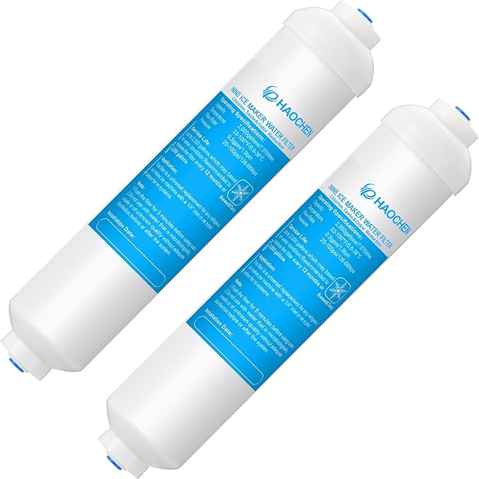 Inline Water Filter for Ice Maker and Refrigerator,1/4" Push Connect Water Filter Ideal for Ice Machine and Post Carbon of RO(Reverse Osmosis) System