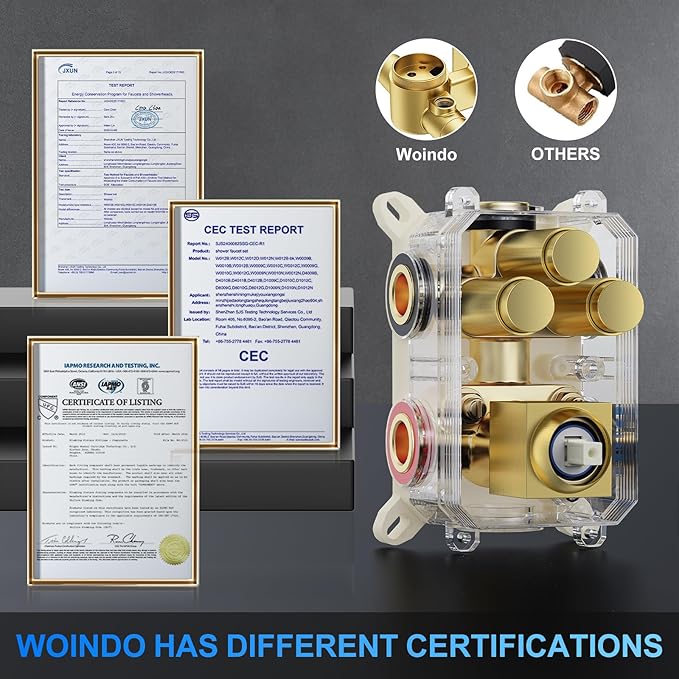 Shower Faucet Set, 10" Wall Mount Rainfall Shower System with 2 Rain Shower Head and Multi-function Handheld Head Push Button Diverter Shower Faucet Trim Kit Brushed Gold