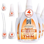 4 Pk X 1.76 Oz. (50g) CA Glue - Thin Cyanoacrylate Based Super Glue for Woodworking - Model Car Adhesive, Strong Bonds in Model Airplane, Wood Projects. Fast Drying, Instant Wood Bond