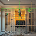 Laser Level Pole with Tripod with multifunctional gimbal,13.8 Ft./4.2M Pole &3.9 foot/1.2M retractable tripod with 5/8 and 1/4 conversion screws, for Rotary and Line Laser Level