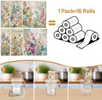 Floral Swedish Dishcloths for Kitchen, 6PCS Vintage Flower Swedish Dish Cloths Gift Set, Reusable Absorbent Cellulose Sponge Dish Towel for Home Cleaning(7.8 X 7 Inches)