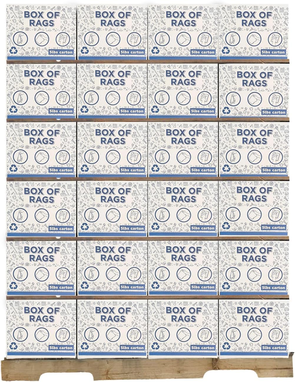 Recycled Color Terry Cloth Rags (600 lbs. Pallet - 120x5 lbs. Box) - Super Absorbent Cotton Towel Cleaning Rags for Garage, Shop Rags, Industrial Use & Housekeeping - Shop Rags Bulk